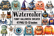 Funny Halloween Sweater, an Illustration by Design Market (Thumbnail 1 of 4)