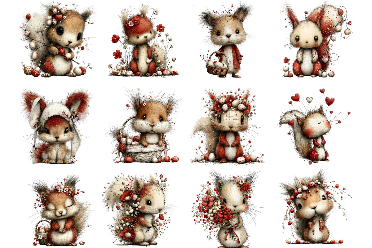Whimsical Easter Squirrel Clipart, an Illustration by Designking (Photo 3 of 5)