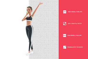 3D Sporty Character Woman Eating App, a Person Illustration by 3DMask