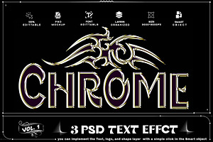 3 PSD Metallic Text Effect Photoshop