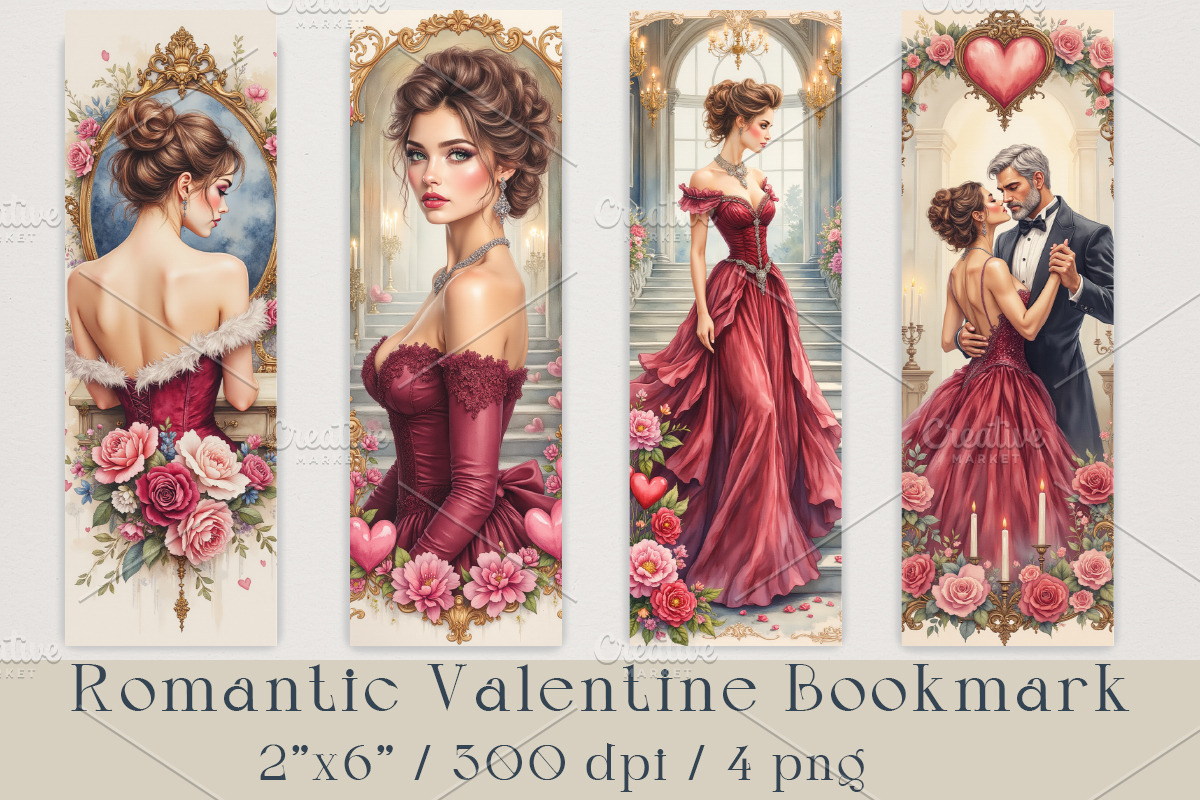 Valentine Bookmarks Set, 8 jpg, a Decorative Illustration by GalaDesign03 (Photo 1 of 4)
