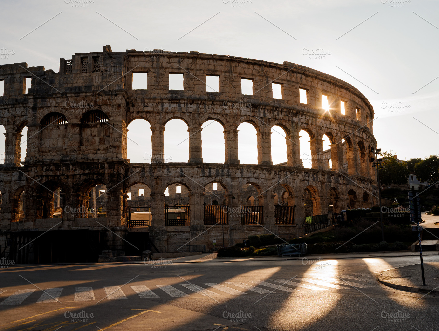 Ancient ruins of the Roman Amphitheatre, Istria peninsula. Pula, Croatia., an Architecture Photo by Bepslabor
