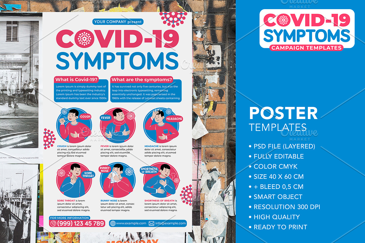 Covid-19 Symptoms Campaign Templates, a Flyer Template by MEDZ (Photo 3 of 4)