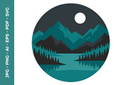 Serene Alpine Lake Illustration, a Decorative Illustration by nandinigraphics (Thumbnail 1 of 3)