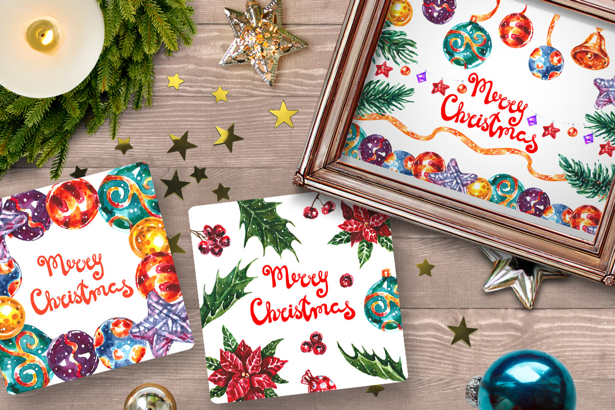 Merry Christmas Watercolor Set, an Illustration by AnnieDove (Photo 10 of 10)