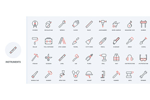Tools equipment work labor icons, an Object Illustration by Lemberg Vector