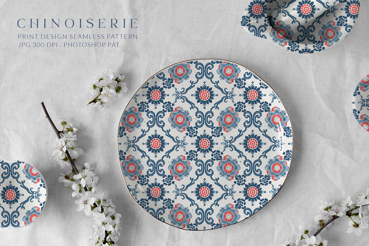 Chinoiserie Floral Seamless Pattern, a Pattern Graphic by Olya Creative (Photo 7 of 20)