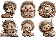 Funny Christmas Hedgehog Clipart, an Illustration by Craft Nest (Thumbnail 4 of 9)