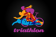 Triathlon logo. Vector triathletes, an Illustration by Kluva's Wavy Silhouettes (Thumbnail 1 of 2)
