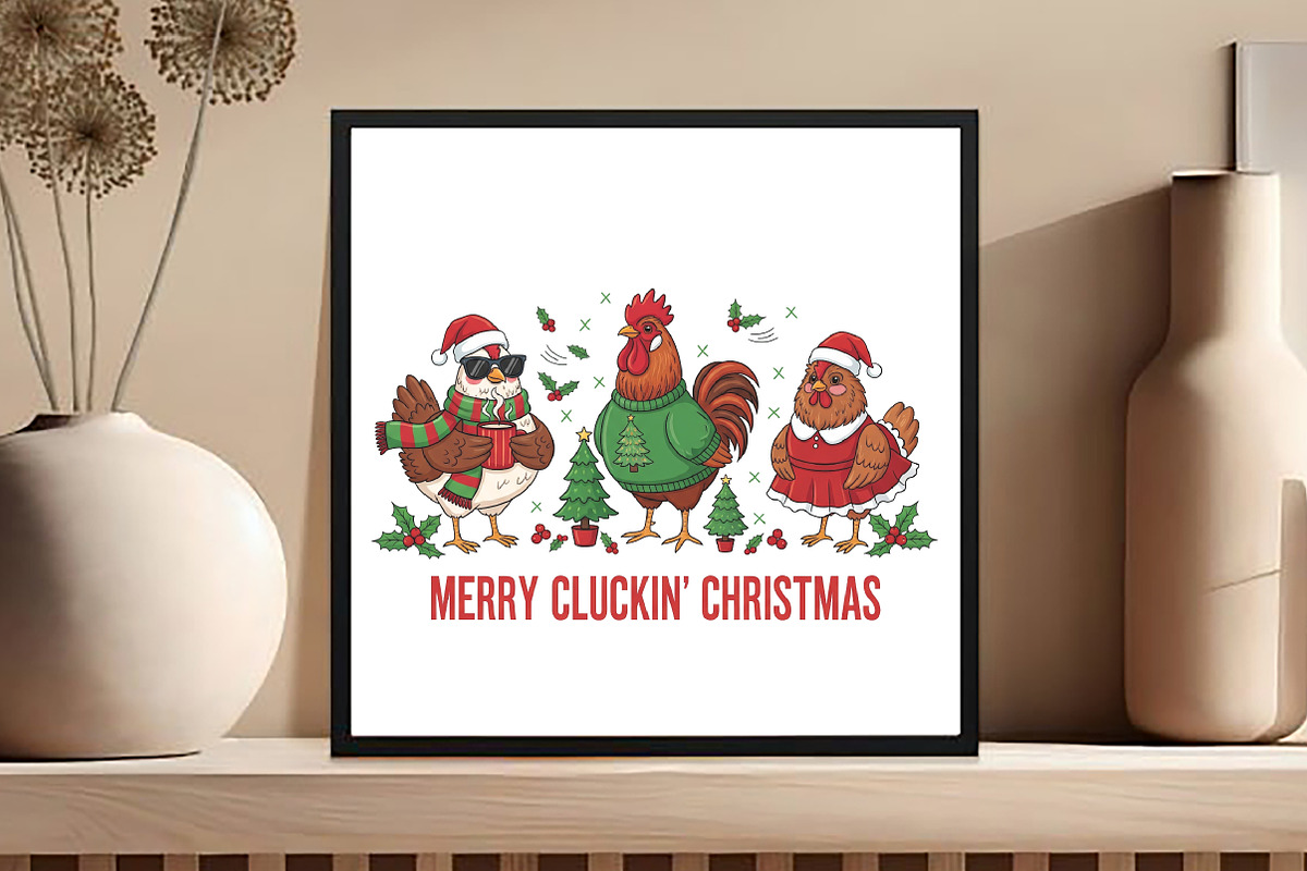 Merry Cluckin’ Christmas Chicken PNG, an Illustration by Black Bird Studio (Photo 3 of 4)