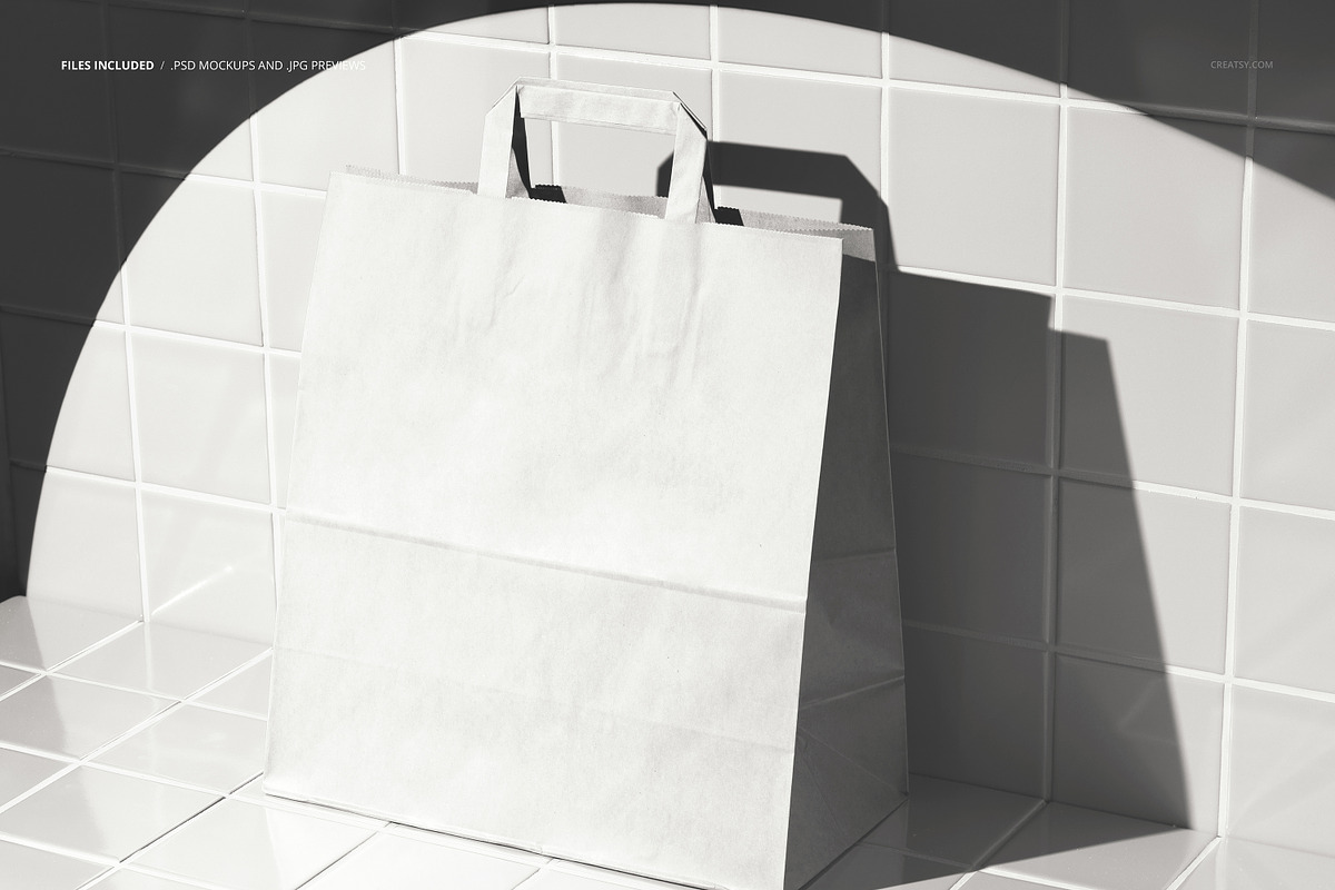 Custom Fast Food Paper Bag Mockup, a Packaging Mockup by creatsy5 (Photo 2 of 6)
