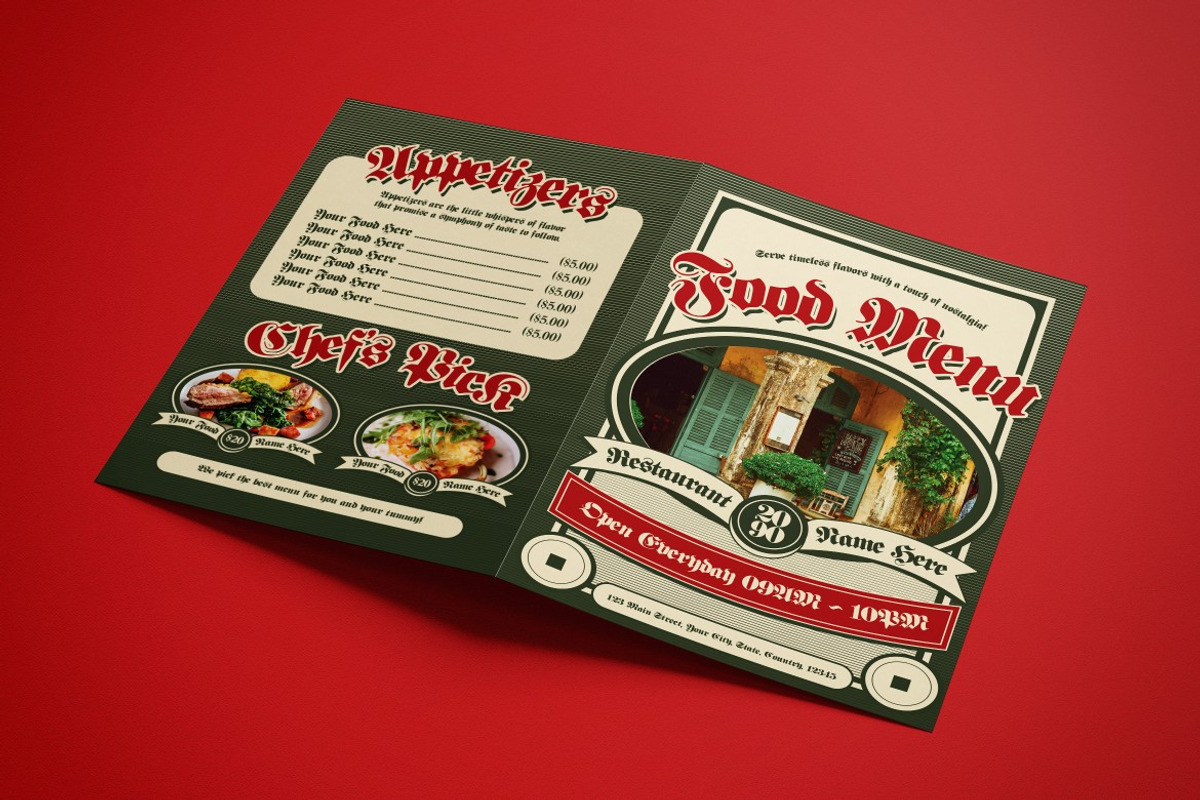 Green Beige Food Menu Bifold, a Brochure Template by graphicook (Photo 3 of 3)