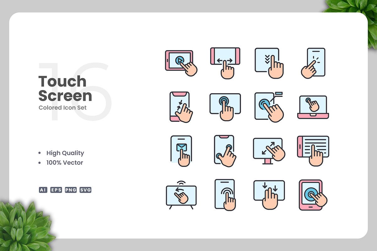 Touch Screen Colored Icons, an Icon by Upnowgraphic