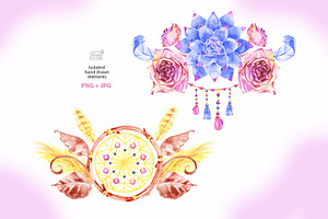 Watercolor Bohemian Chic Cliparts