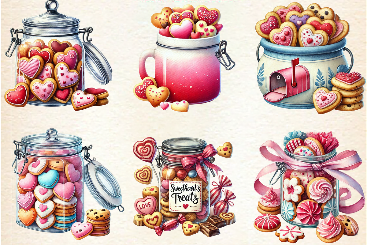 Valentine Clipart, Valentine Cookie, a Seasonal Illustration by DreamArtGraphic (Photo 4 of 5)