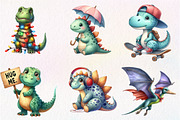 Watercolor Funny Dinosaurs Clipart, an Illustration by CreationArt (Thumbnail 3 of 5)