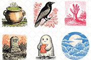 Watercolor Doodle Halloween Clipart, an Illustration by Black Bird Studio (Thumbnail 6 of 6)
