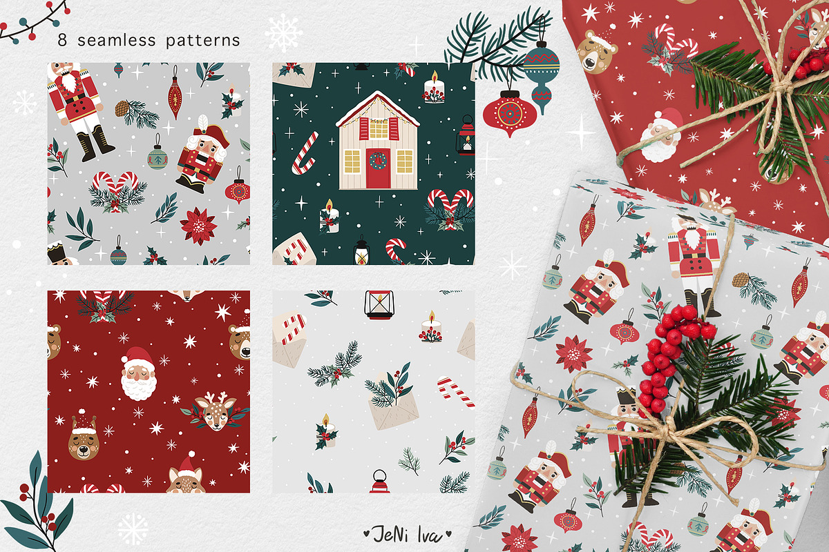 Santa & Nutcracker Christmas Clipart, a Decorative Illustration by Jenny Quince (Photo 7 of 12)