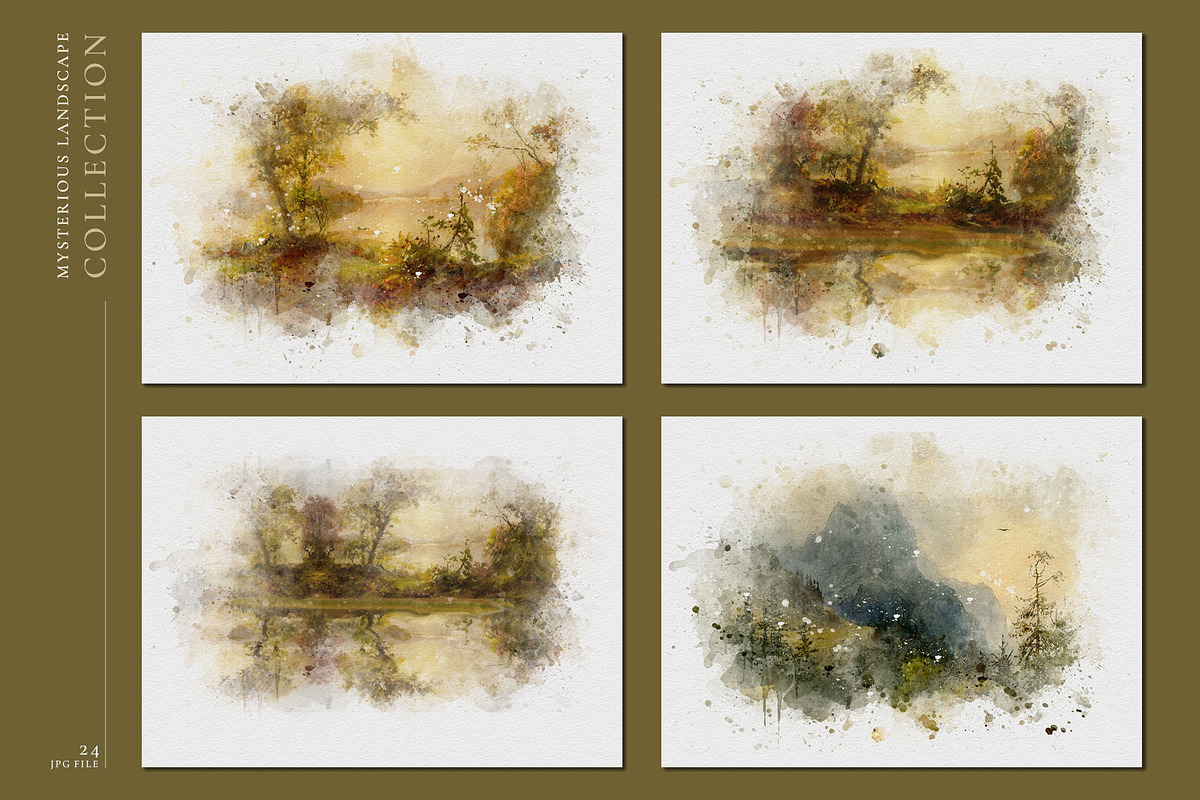 Mysterious Watercolor Landscapes 3, a Background Graphic by Suna Kosem (Photo 8 of 14)