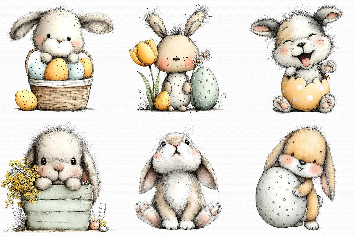 Cute Easter Bunny Clipart, an Illustration by Libby Wishes (Photo 2 of 9)