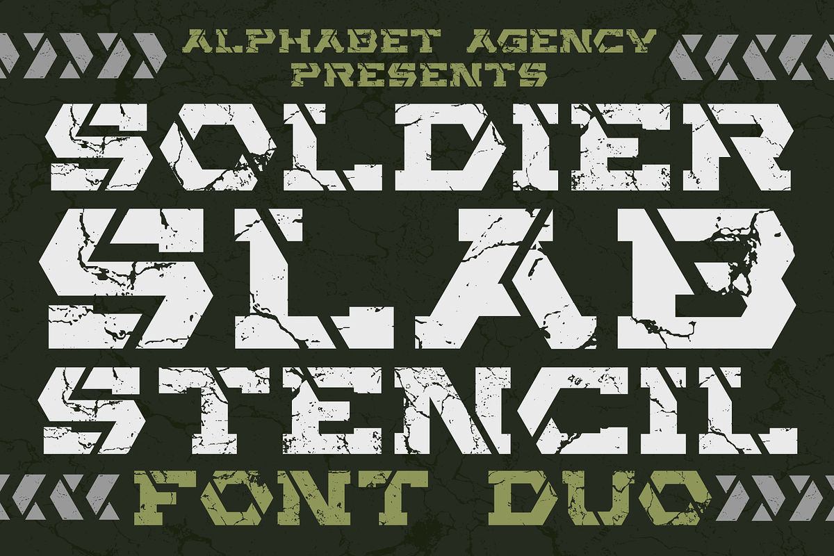 Soldier Slab Stencil Font Duo, a Slab Serif Font by Alphabet Agency (Photo 1 of 8)