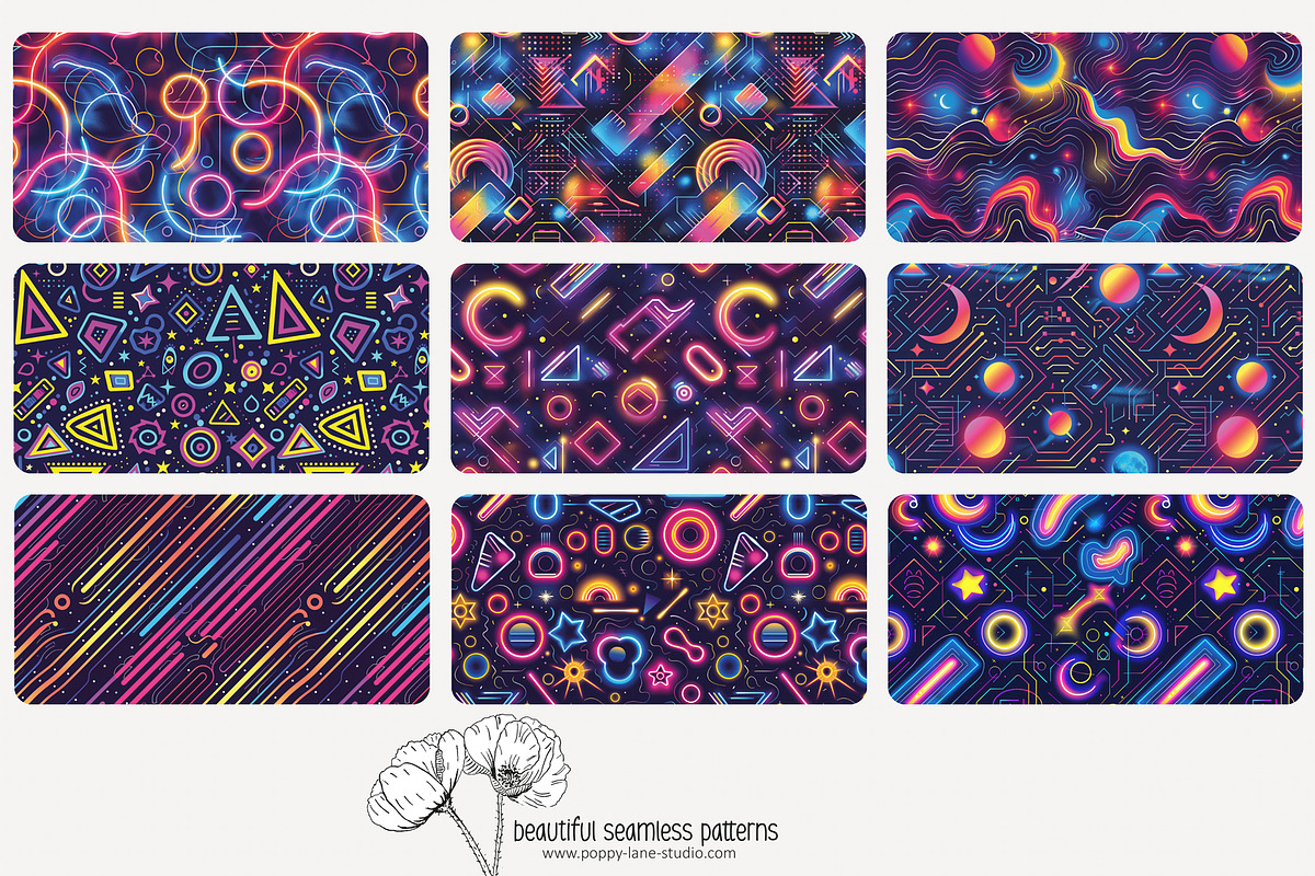 70 neon light seamless pattern, a Pattern Graphic by Poppy Lane Studio (Photo 5 of 10)