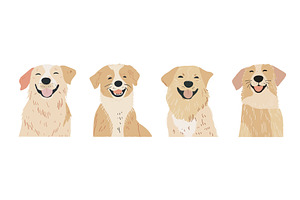 Smiling golden retriever doodle, an Animal Illustration by Valerie Bodnar