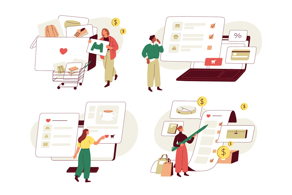 People with online wishlists set, a Technology Illustration by Good Studio (Photo 1 of 5)