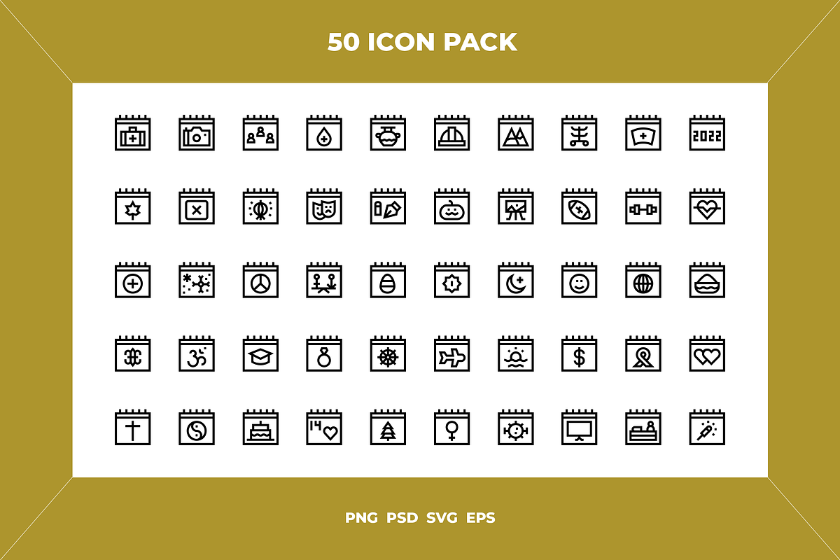 Calendar icons, an Outline Icon by Wencory (Photo 1 of 2)