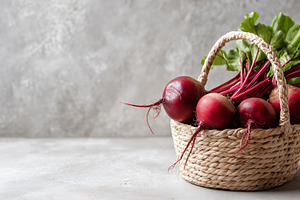 Fresh beetroots in a woven basket, a Food & Drink Photo by MistyDay