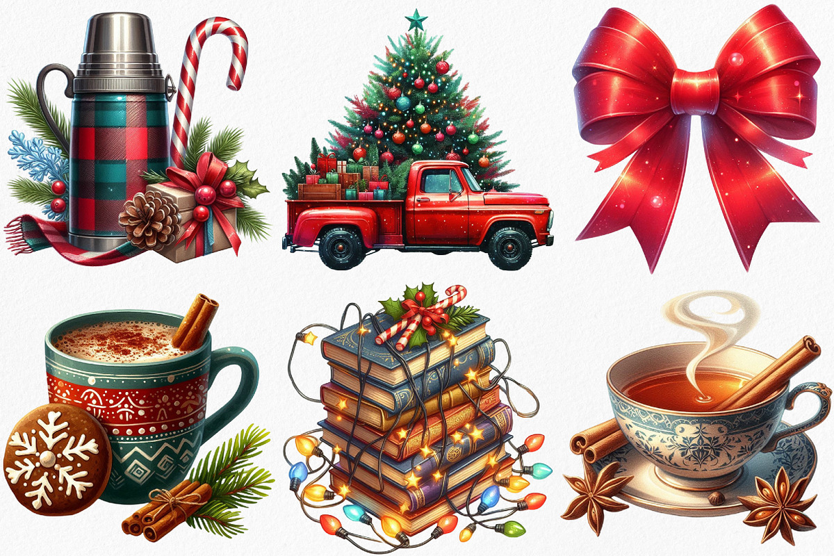 Watercolor Cozy Christmas Clipart, an Illustration by Canvas Craft (Photo 2 of 7)