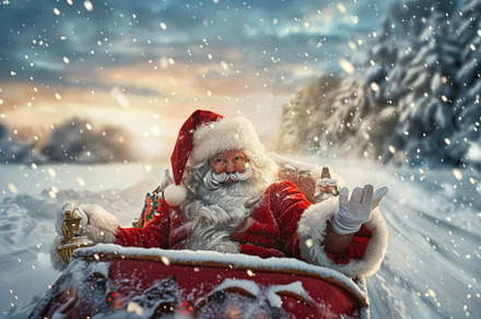 Santa Claus rides a sleigh through a, a Photo by Iftikhar Alam
