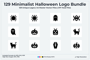 129 Minimalist Halloween Logo Bundle, a Branding & Logo Template by Vectorium Studio