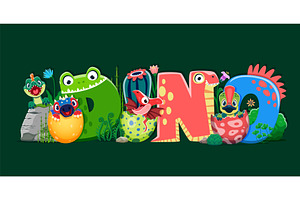 Funny cute dino kids, an Animal Illustration by Vector Tradition