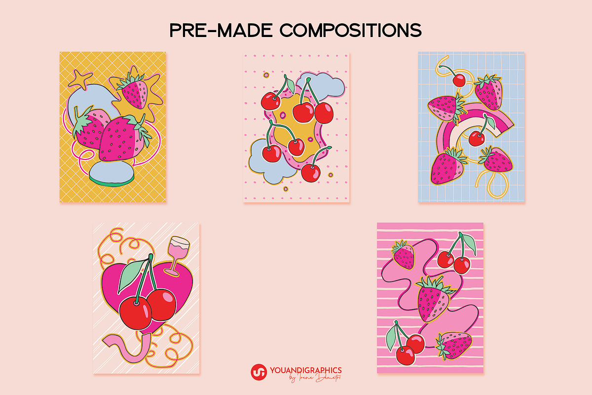 Strawberries & Cherries Graphics Set, a Graphic by Youandigraphics (Photo 14 of 15)