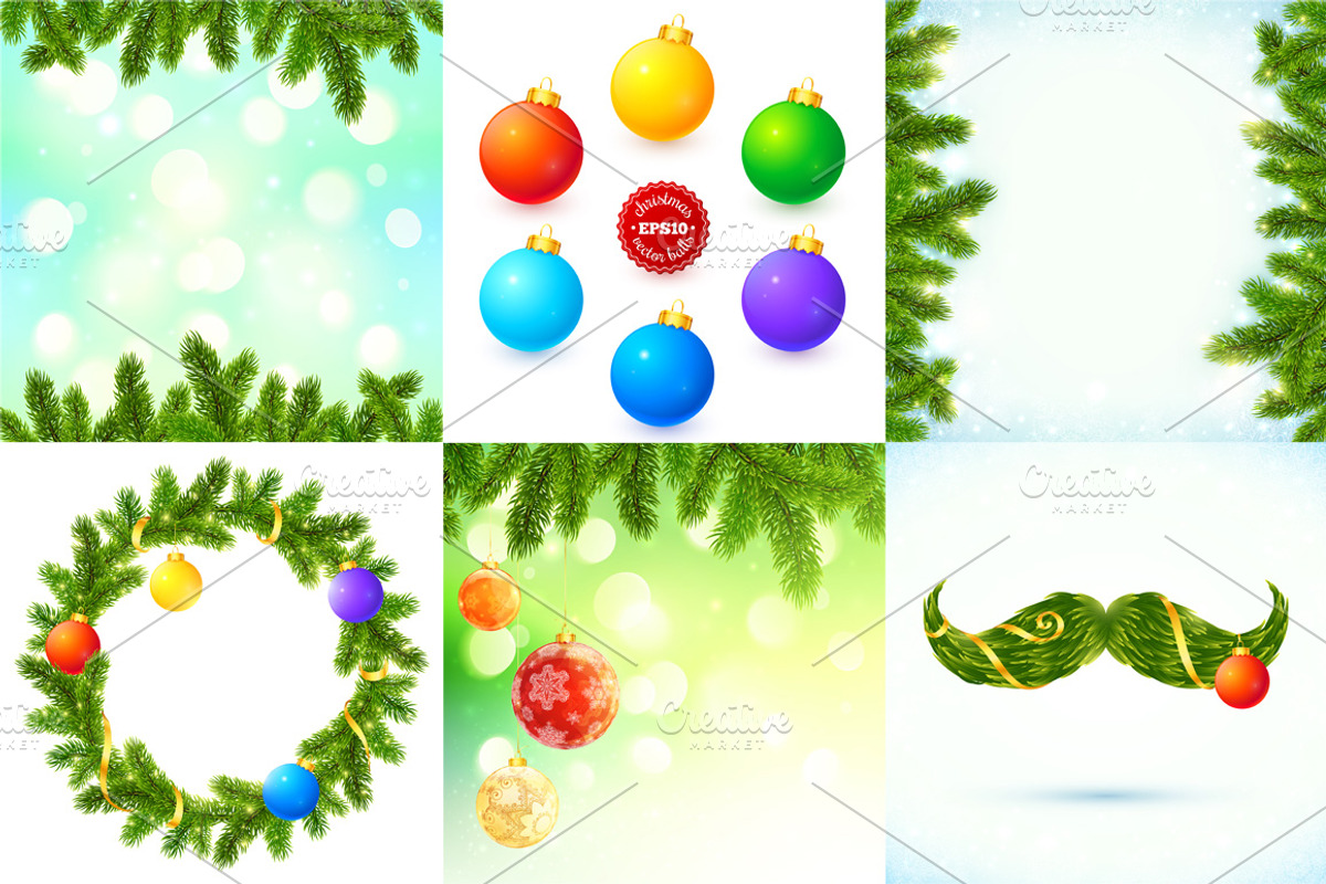 Christmas elements & backgrounds set preview 2