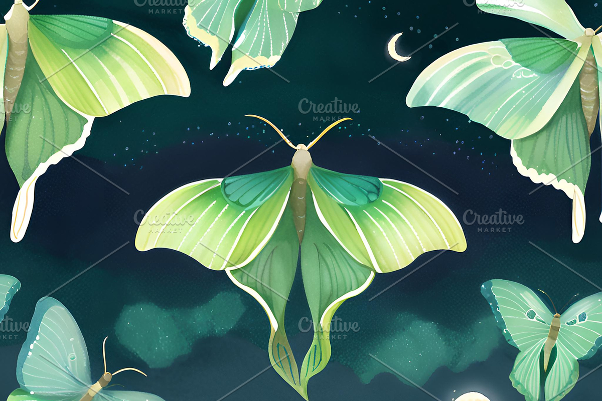 Luna Moon Moth, a Decorative Illustration by Karliefie (Photo 2 of 5)