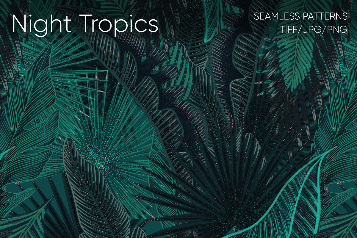 Night Tropics seamless patterns, a Pattern Graphic by ANAKOTO (Photo 11 of 20)