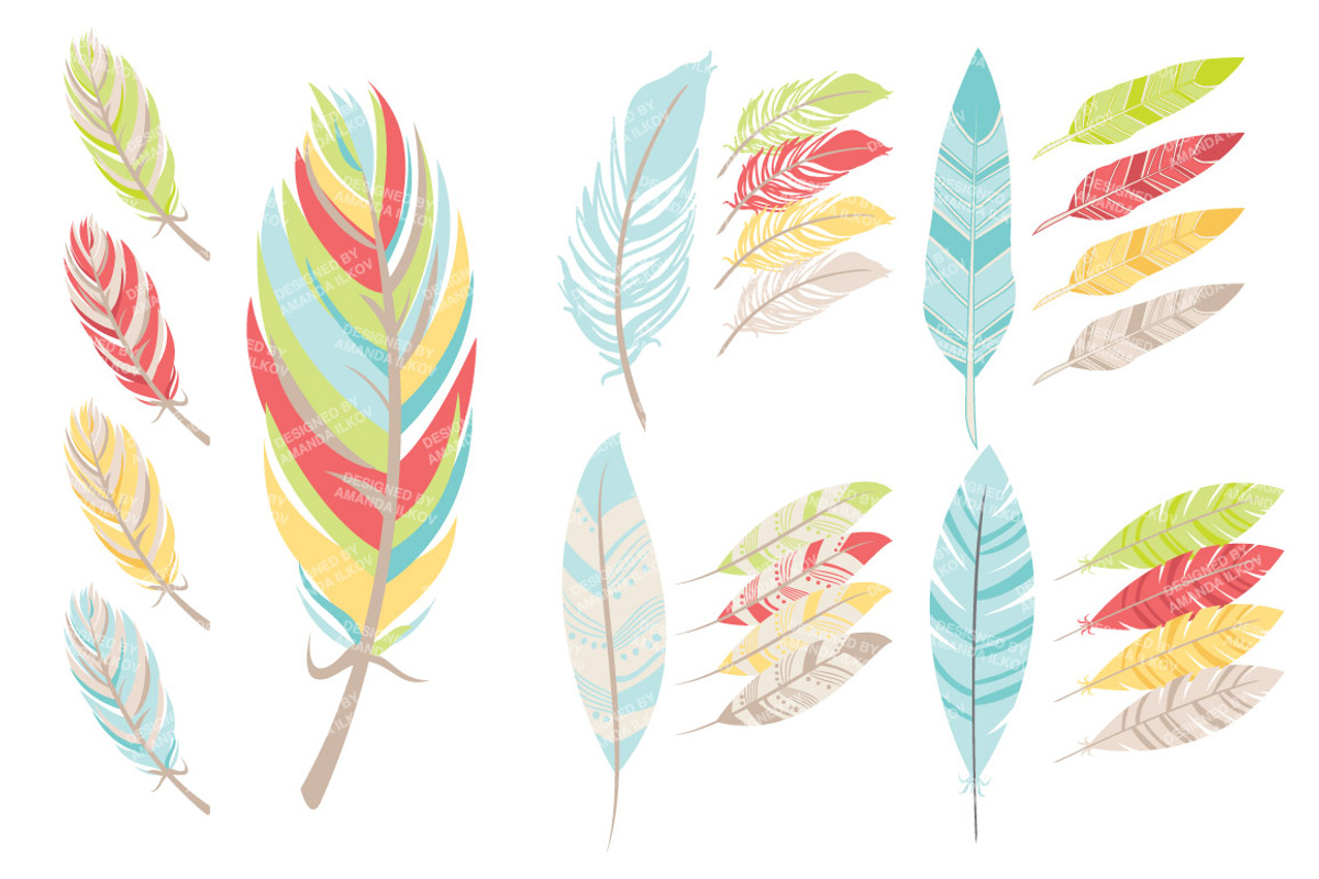 Fresh Tribal Feathers Clipart, an Illustration by Amanda Ilkov (Photo 4 of 4)