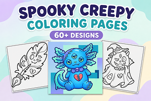 Spooky Creepy Coloring Pages #1, a Seasonal Illustration by Inkivelle Studio