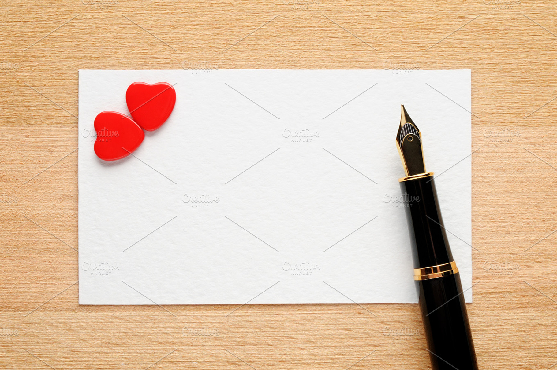 Blank Valentine Card With Two Hearts