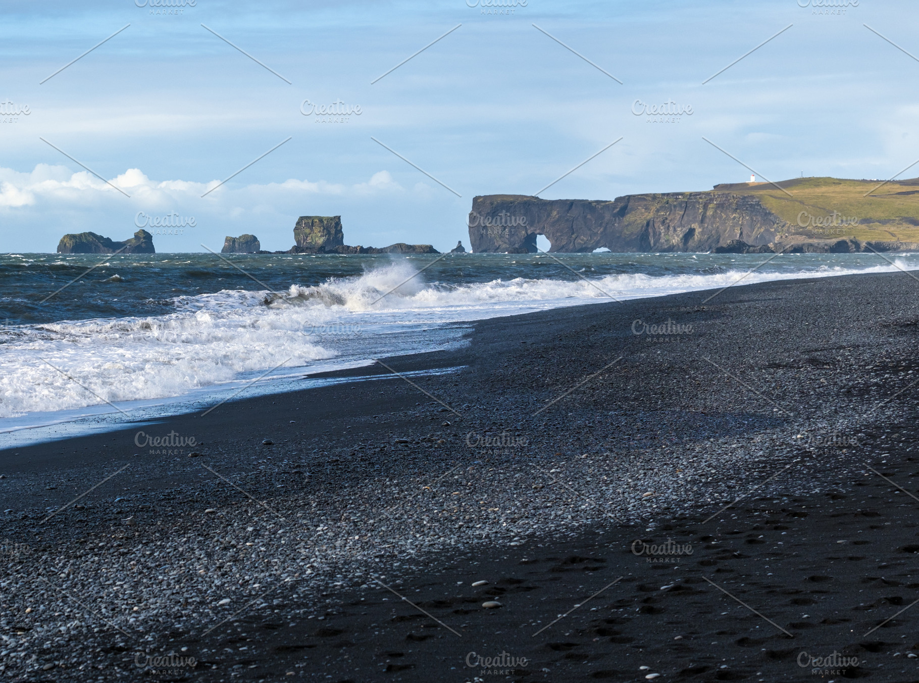 Picturesque autumn Dyrholaey Cape and  rock formations view from, a Photo by YuriyB