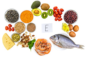 Foods that contain vitamin E, a Health & Medical Photo by yanadjana