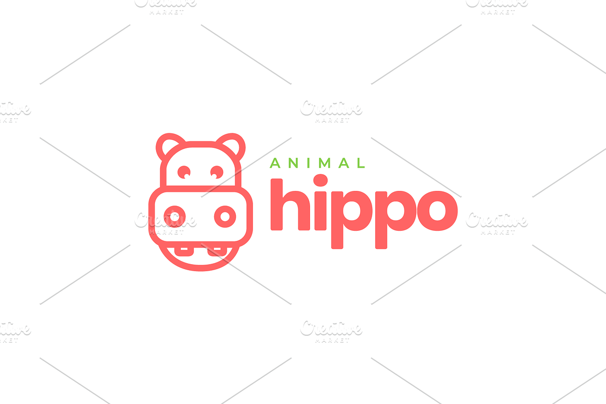 head little hippo cute logo, a Branding & Logo Template by devastd