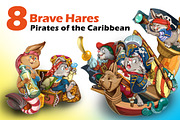Cartoon hares pirates, an Animal Illustration by Adamskyistudio (Thumbnail 1 of 2)
