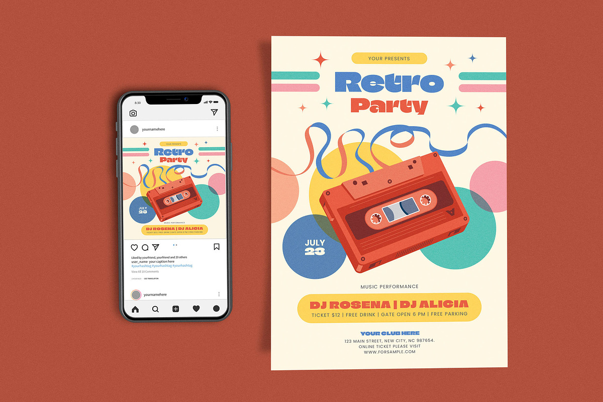 Retro Party Cassette, a Flyer Template by Me55enjah Design (Photo 1 of 4)