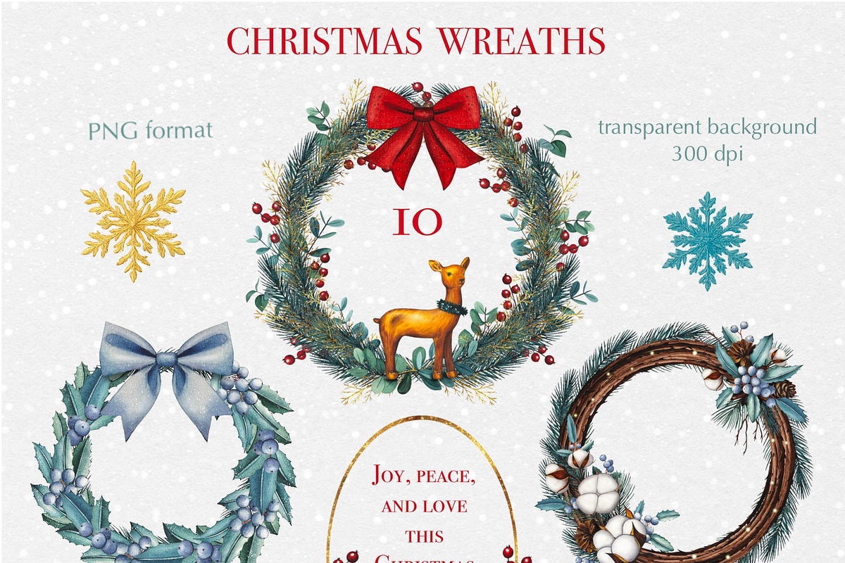 Christmas Magic Watercolor Clipart, a Seasonal Illustration by DiashaArt (Photo 9 of 18)