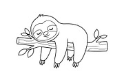 Cute Sloth Line Art Bundle, an Illustration by musafir_fashion (Thumbnail 14 of 51)