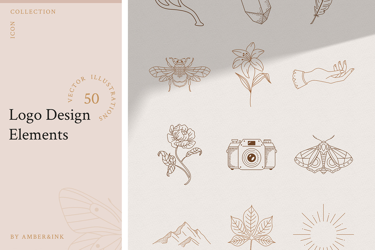 Logo Elements Collection | 50 pieces, a Decorative Illustration by amber&ink (Photo 9 of 10)
