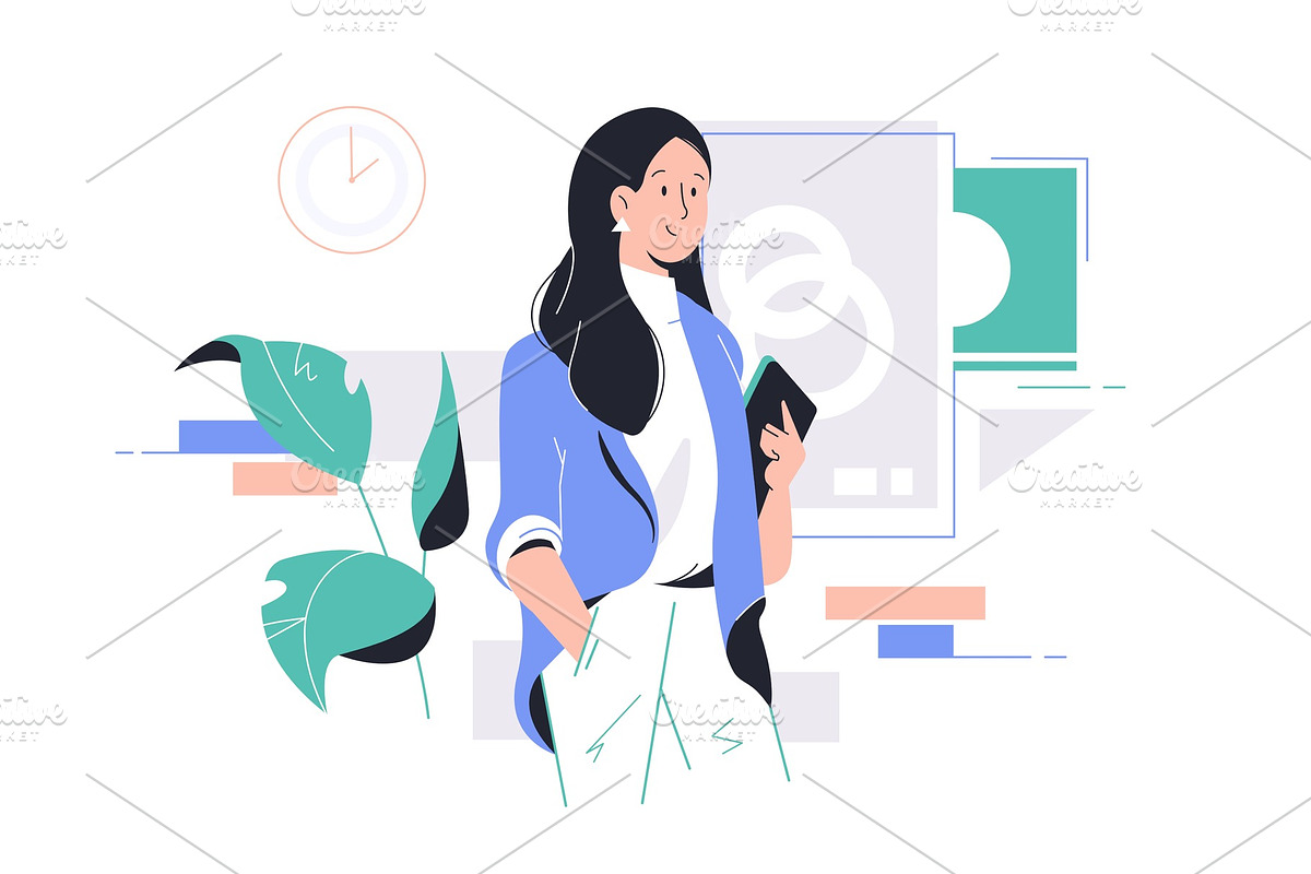 Young happy attractive businesswoman, a Person Illustration by Evanat Illustrations